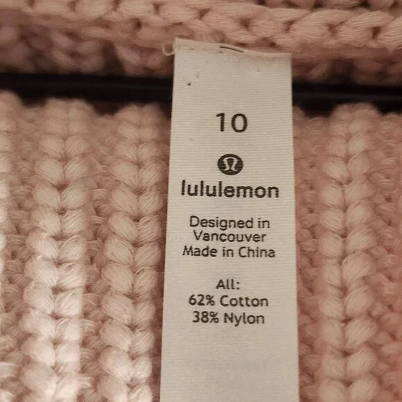 Lululemon Sweater Womens 10 Pink Cable Knit Mock Neck Pullover Cotton Nylon - Picture 3 of 9